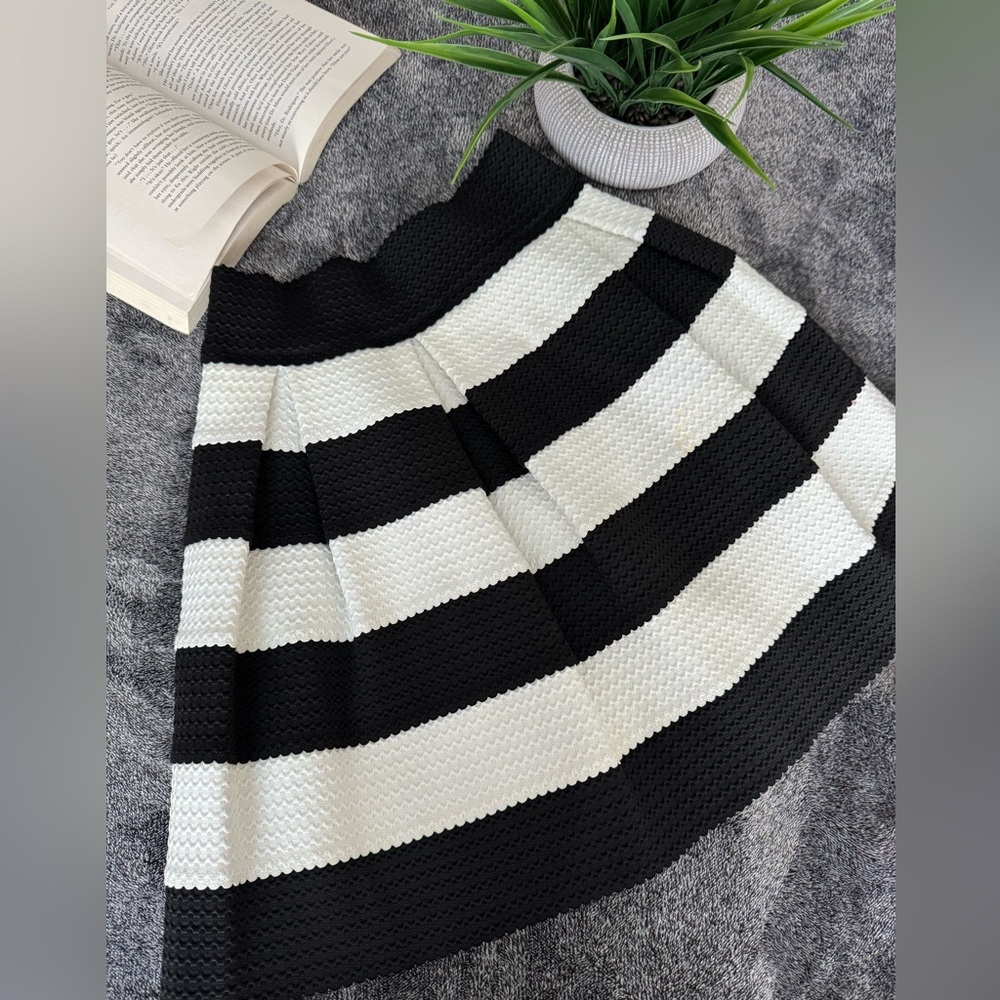 Black and White Striped Skirt